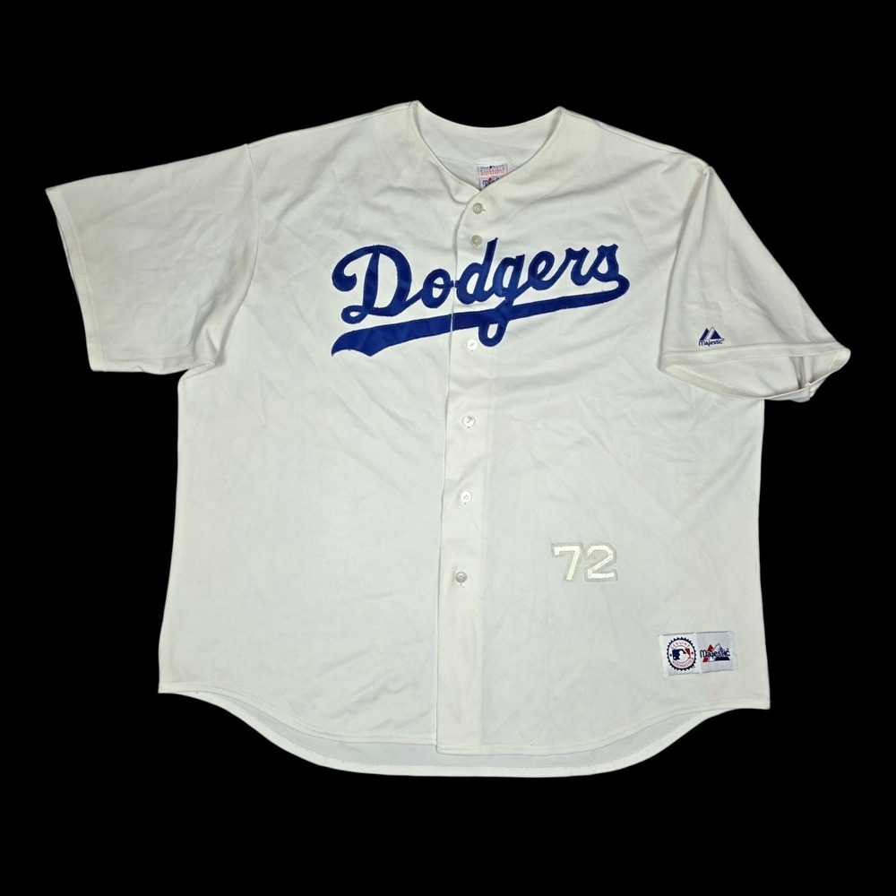 Vintage Majestic Los Angeles Dodgers Jersey Mens 3XL White 72 Gary Sheffield USA